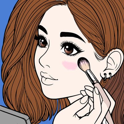 a realistic girl doing her makeup
