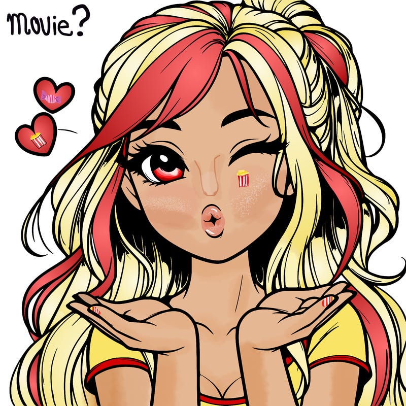 realistic girl winking and blowing a kiss while making heart hands