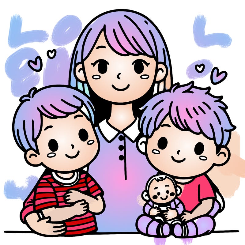 mother with two kids