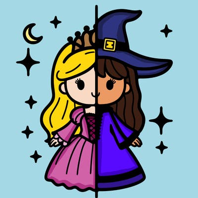 split princess and witch