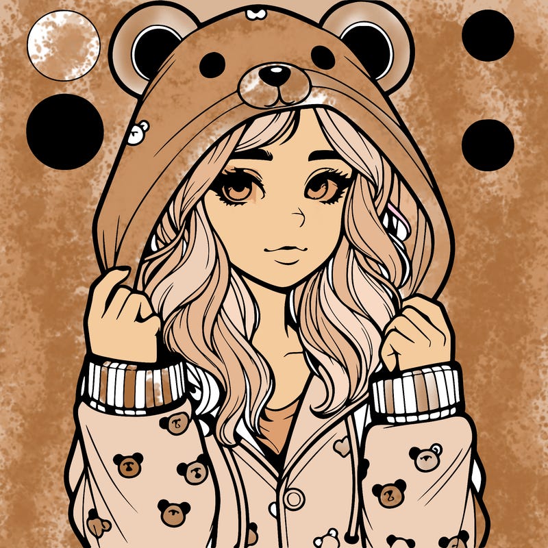 realistic girl in a animal pjs hoodie