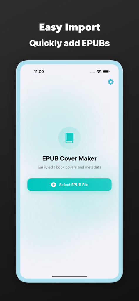 Interfaz de la aplicación mostrando un botón Seleccionar Archivo EPUB para importar fácilmente ebooks