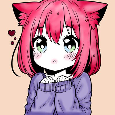 shy anime catgirl