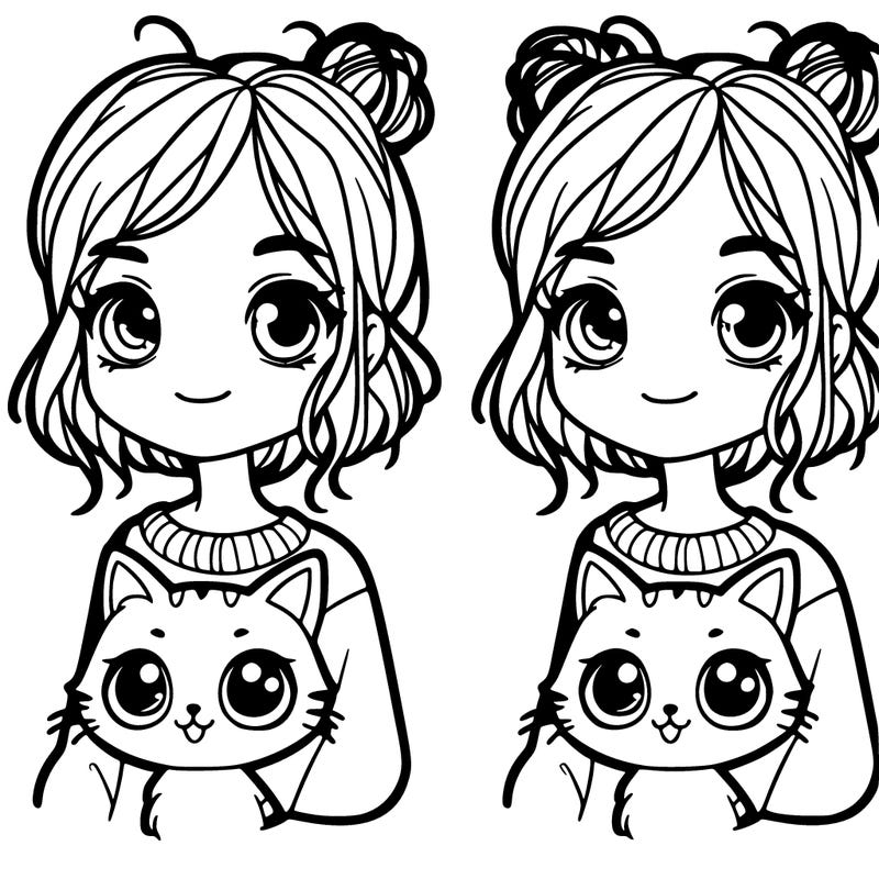 a girl who has a cat