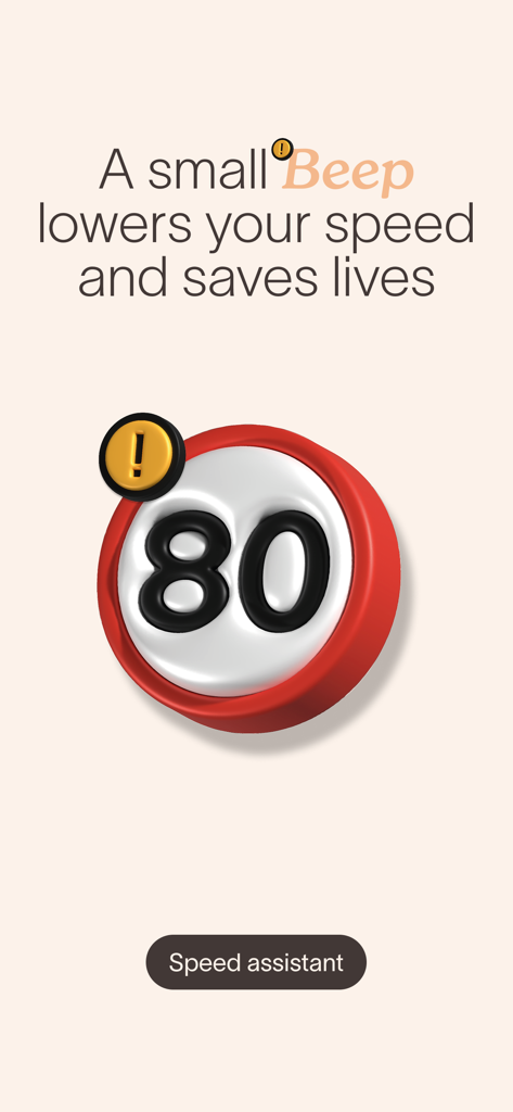 Geschwindigkeitsassistent-Funktion in der Saphe Link App mit Symbol für Geschwindigkeitsbegrenzung