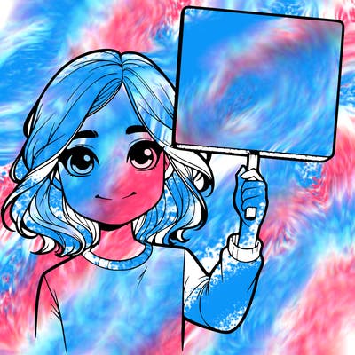 realistic girl holding up a sign