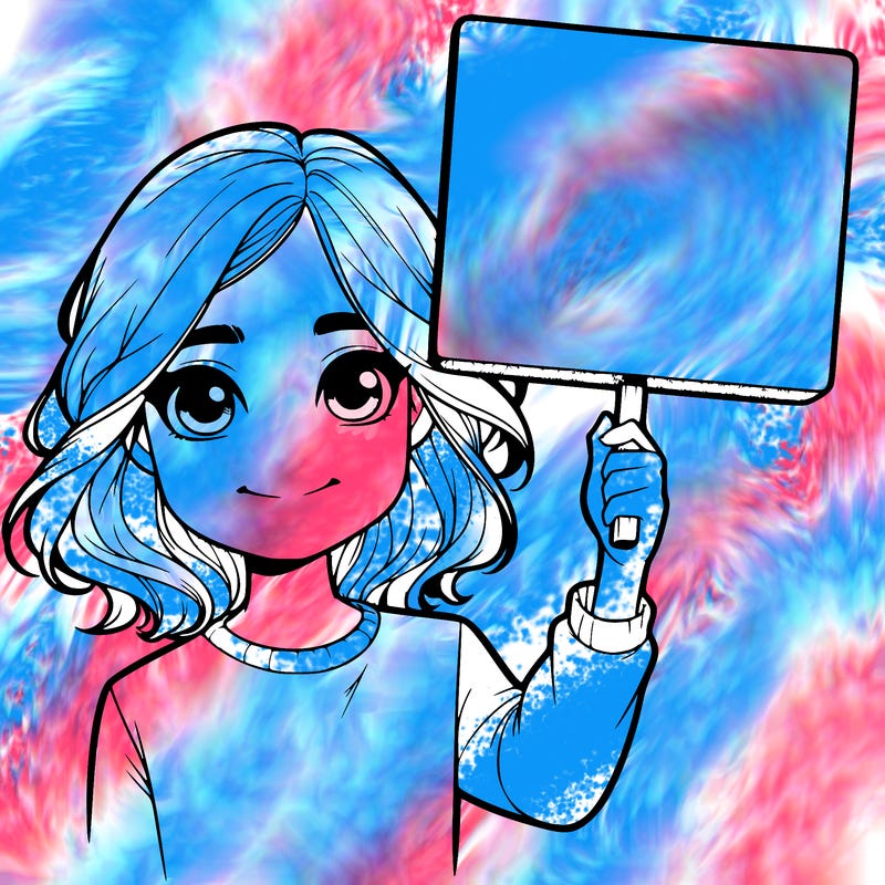 realistic girl holding up a sign