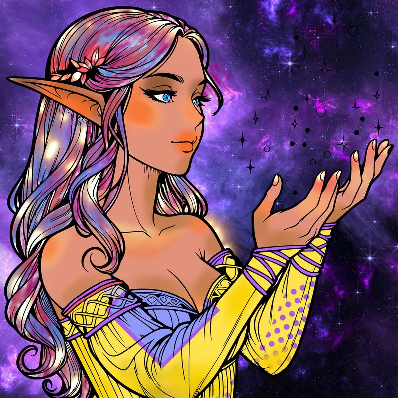 realistic elf girl doing magic