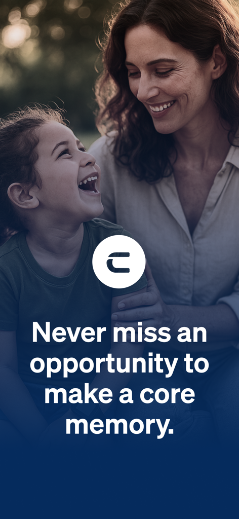 COSMO: Mission Control - A smiling mother and her laughing young daughter with text about making core memories