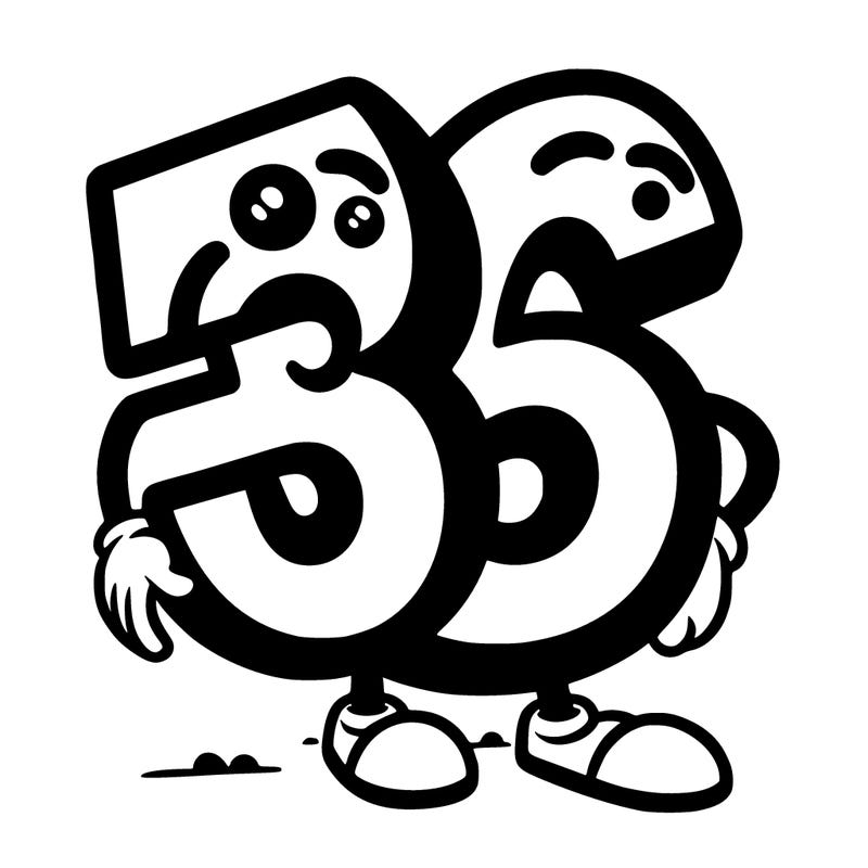 number 36, outline, line art, coloring book, 2d cartoon character