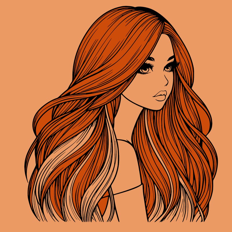 realistic girl with long realistic hair