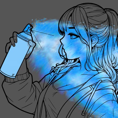 a realistic girl spray, painting