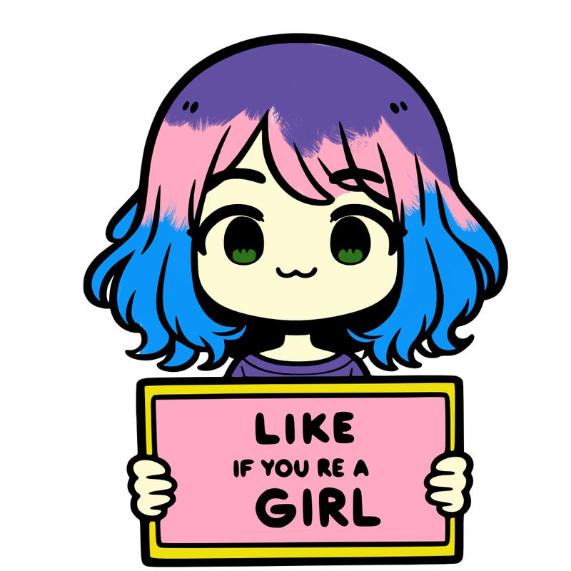 a cute girl holding a sign that says like if you’re a girl