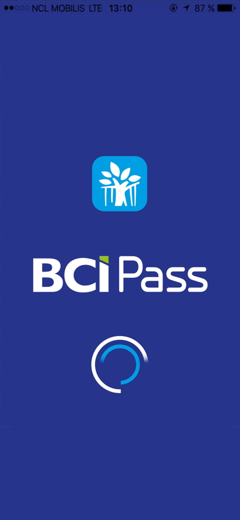 Schermata di caricamento dell'app mobile BCIPass con logo e nome della banca