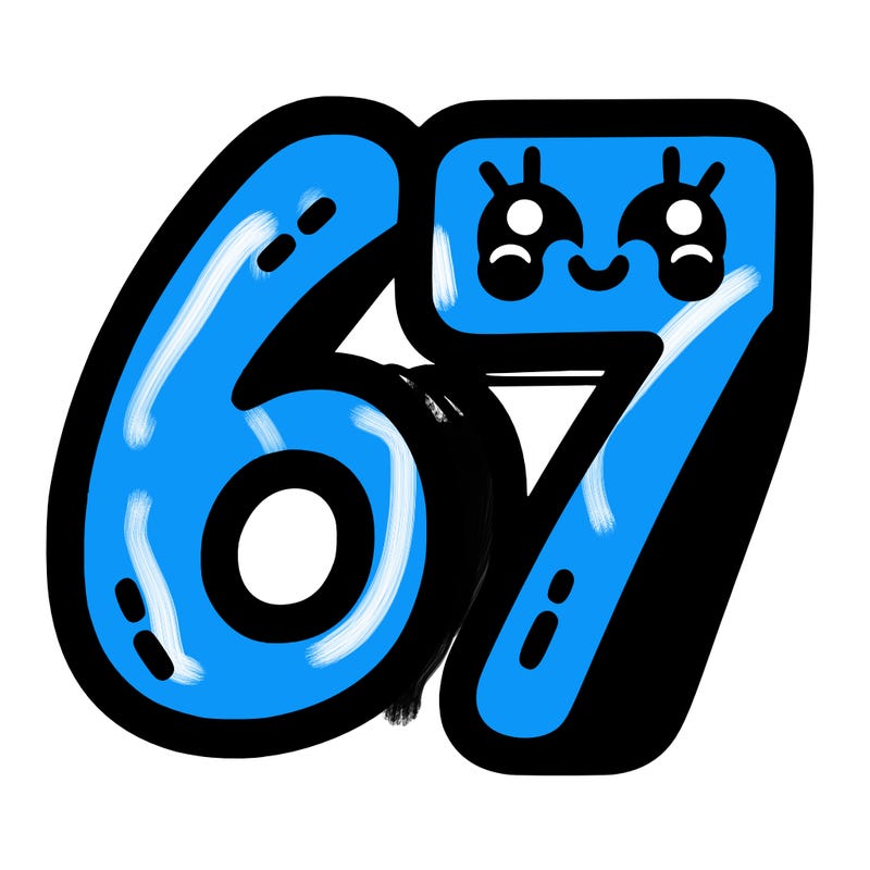 the numbers 67