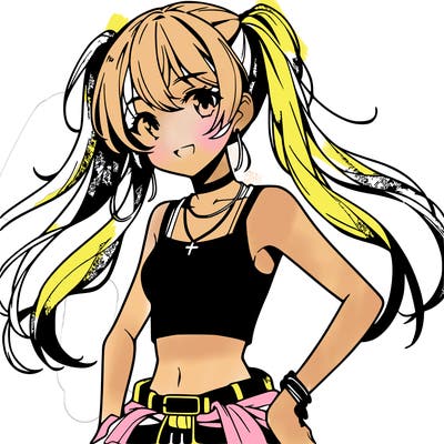 anime girl wearing crop top