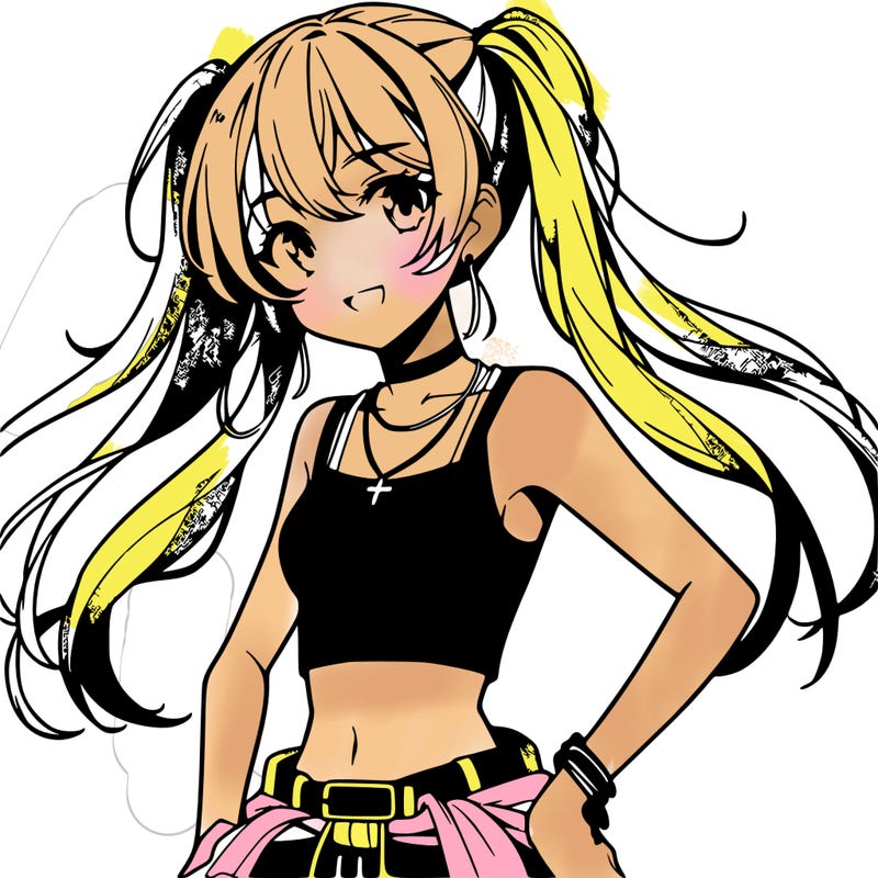anime girl wearing crop top
