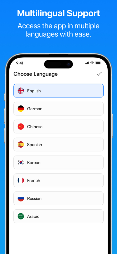 MX Player- All Media Player - MX Player app interface showing the choose language menu with multilingual support options.