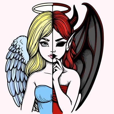 realistic angel half demon