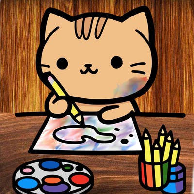 cat doing art