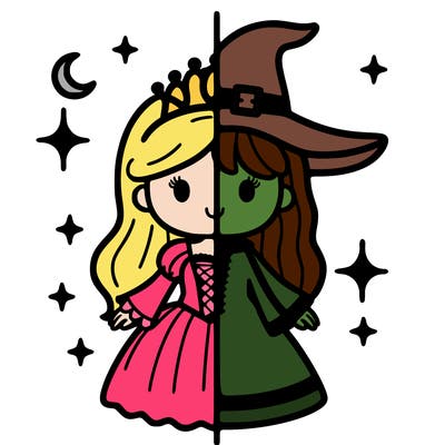 split princess and witch