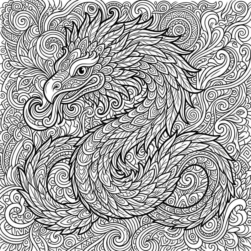 Dive into an ancient legend with this unique Quetzalcoatl coloring page, blending the majesty of the feathered serpent deity with mesmerizing psychedelic patterns. This intricate design promises a truly engaging and immersive creative experience for all ages.