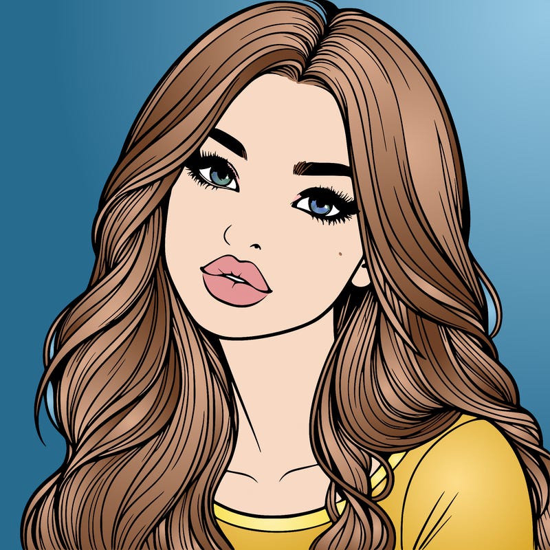 realistic girl with hair on her hair and lips