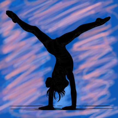 realistic gymnastic hand stand girl in four splits