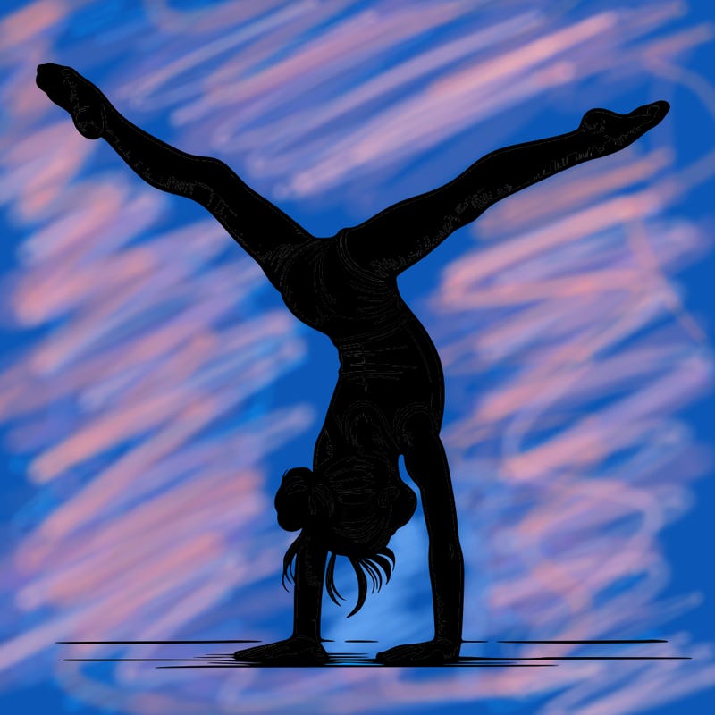 realistic gymnastic hand stand girl in four splits