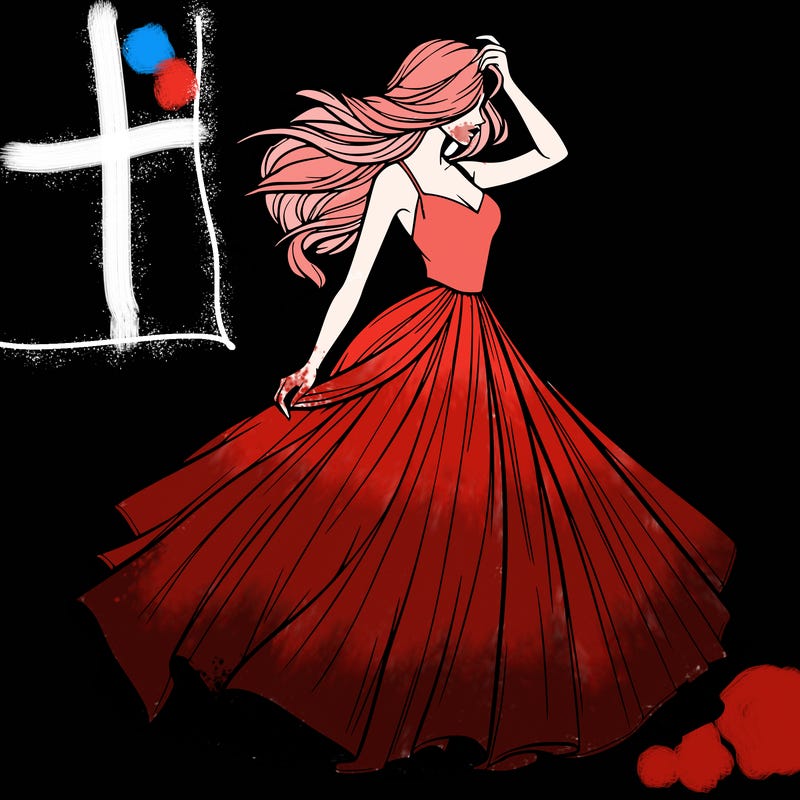 realistic woman with dress flowing in the wind