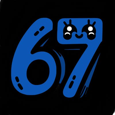 the numbers 67