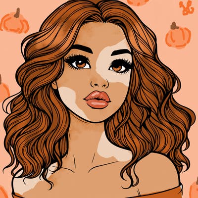 realistic girl with wavy hair and lips