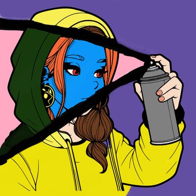 a realistic girl, spray painting