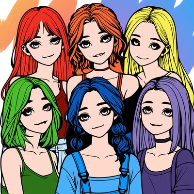 a group of girls realistic