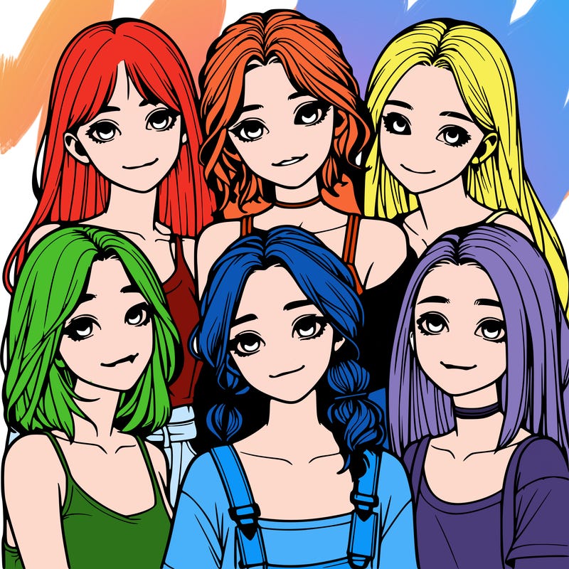 a group of girls realistic