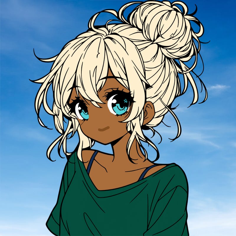 a beautiful anime girl with a messy bun
