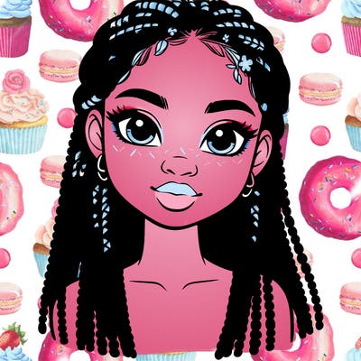 a realistic black girl with braids