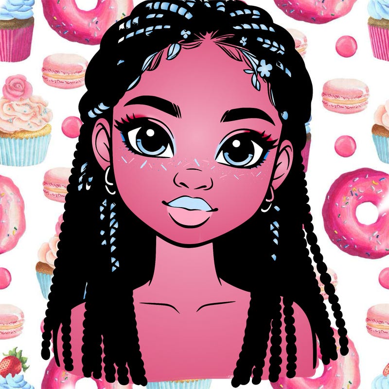 a realistic black girl with braids