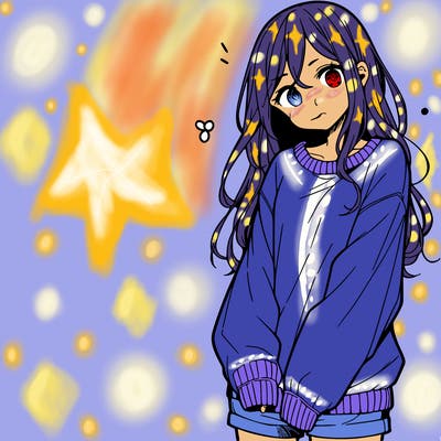 manga teen girl  in a sweater and baggy pants
