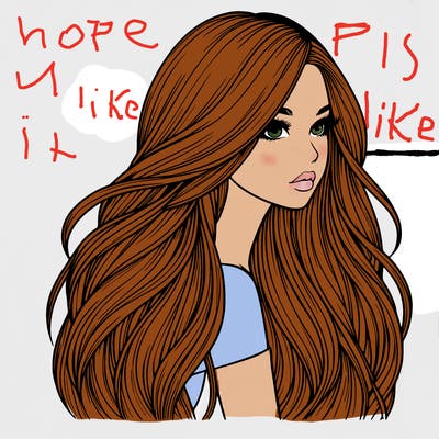 realistic girl with long realistic hair