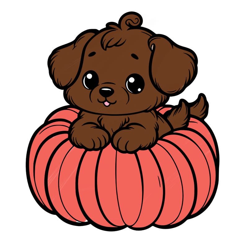 cute little puppy in a pumpkin