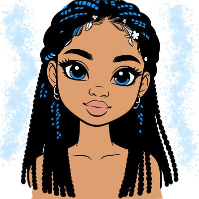 a realistic black girl with braids