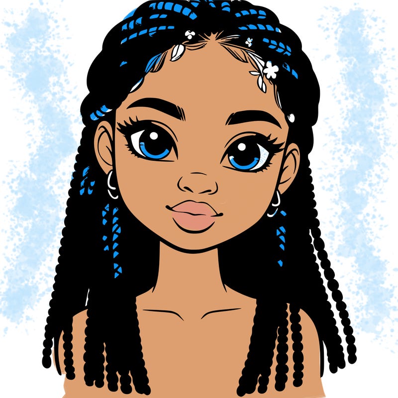 a realistic black girl with braids