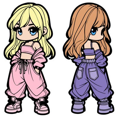 girl in crop top and baggy pants