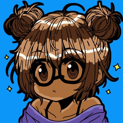 a manga girl with messy small buns