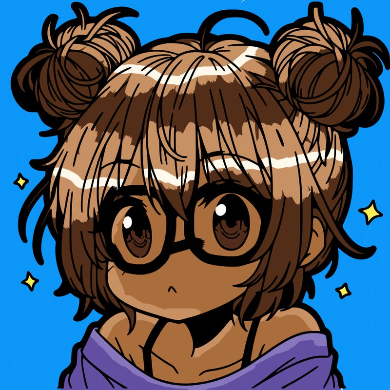a manga girl with messy small buns