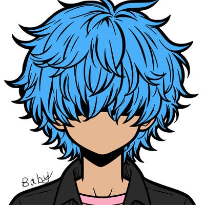 manga boy fluffy hair covering his eyes