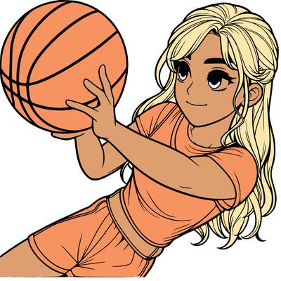 realistic girl playing basketball