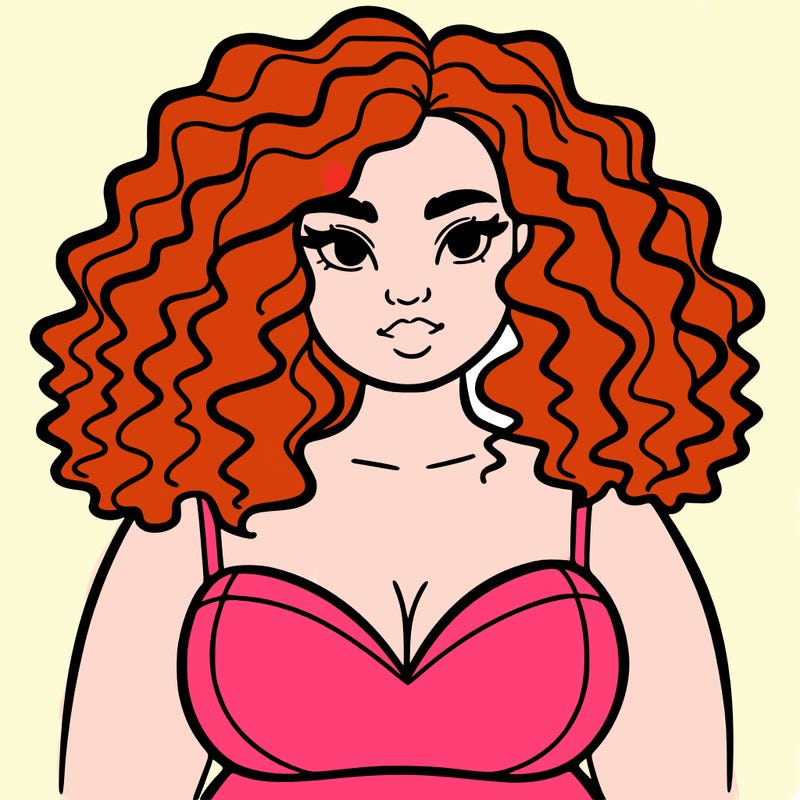 pretty plus sized woman with curly hair
