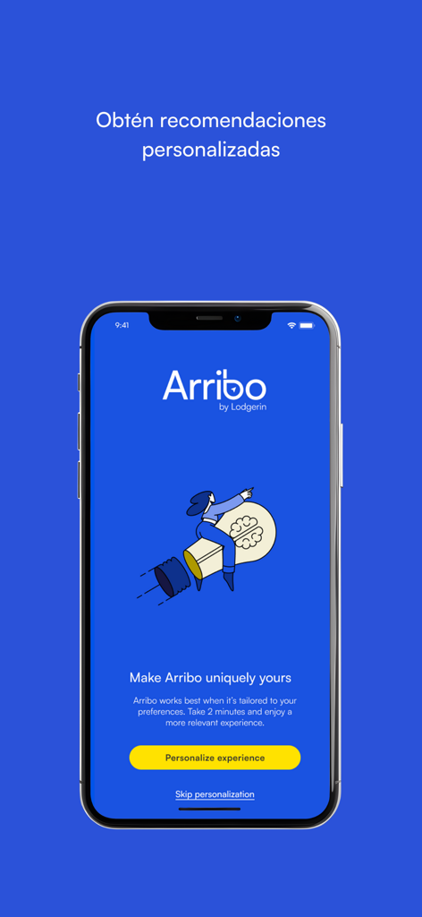 Arribo - Personalization screen of the Arribo app for international mobility